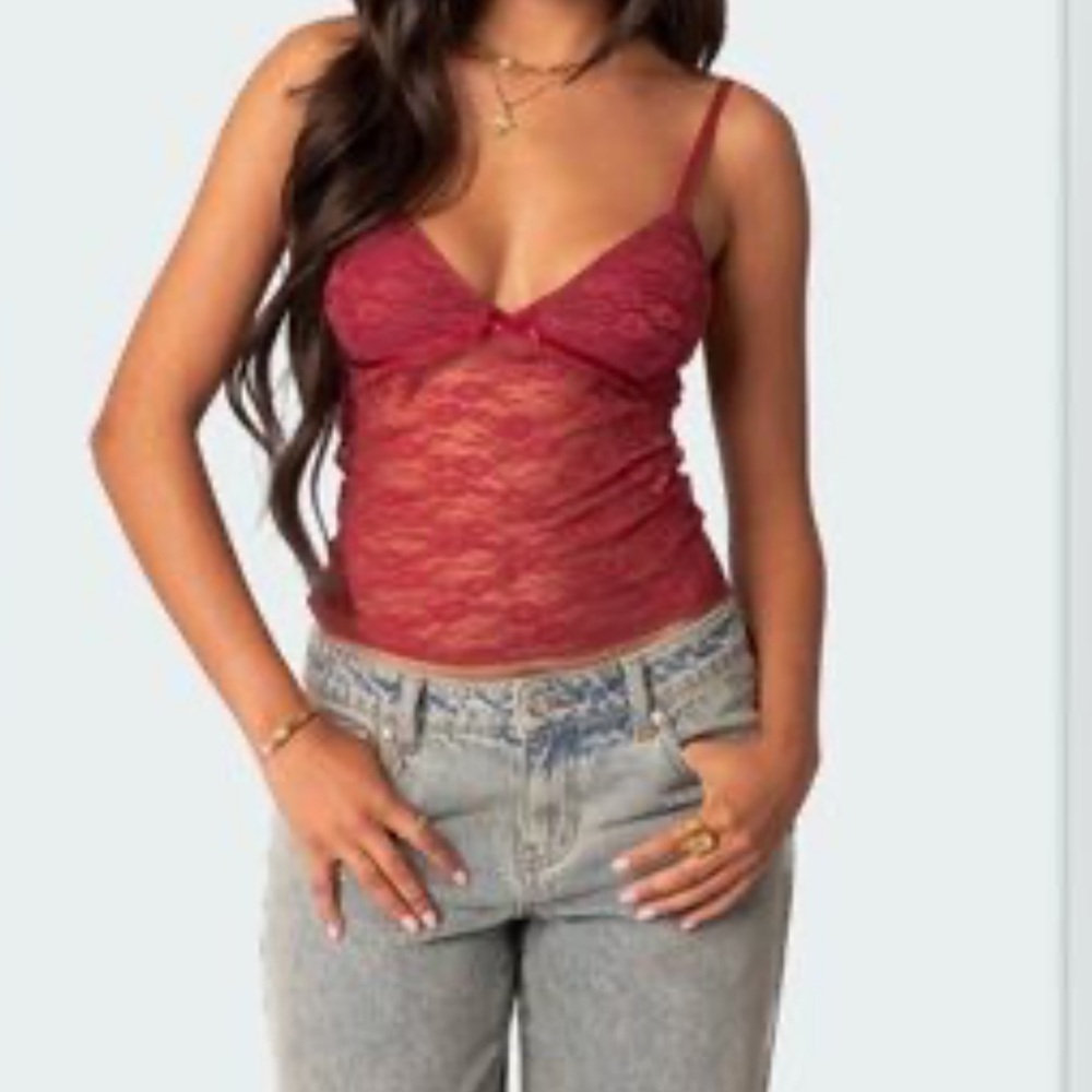 Edikted Lace Camisole in Rich Burgundy